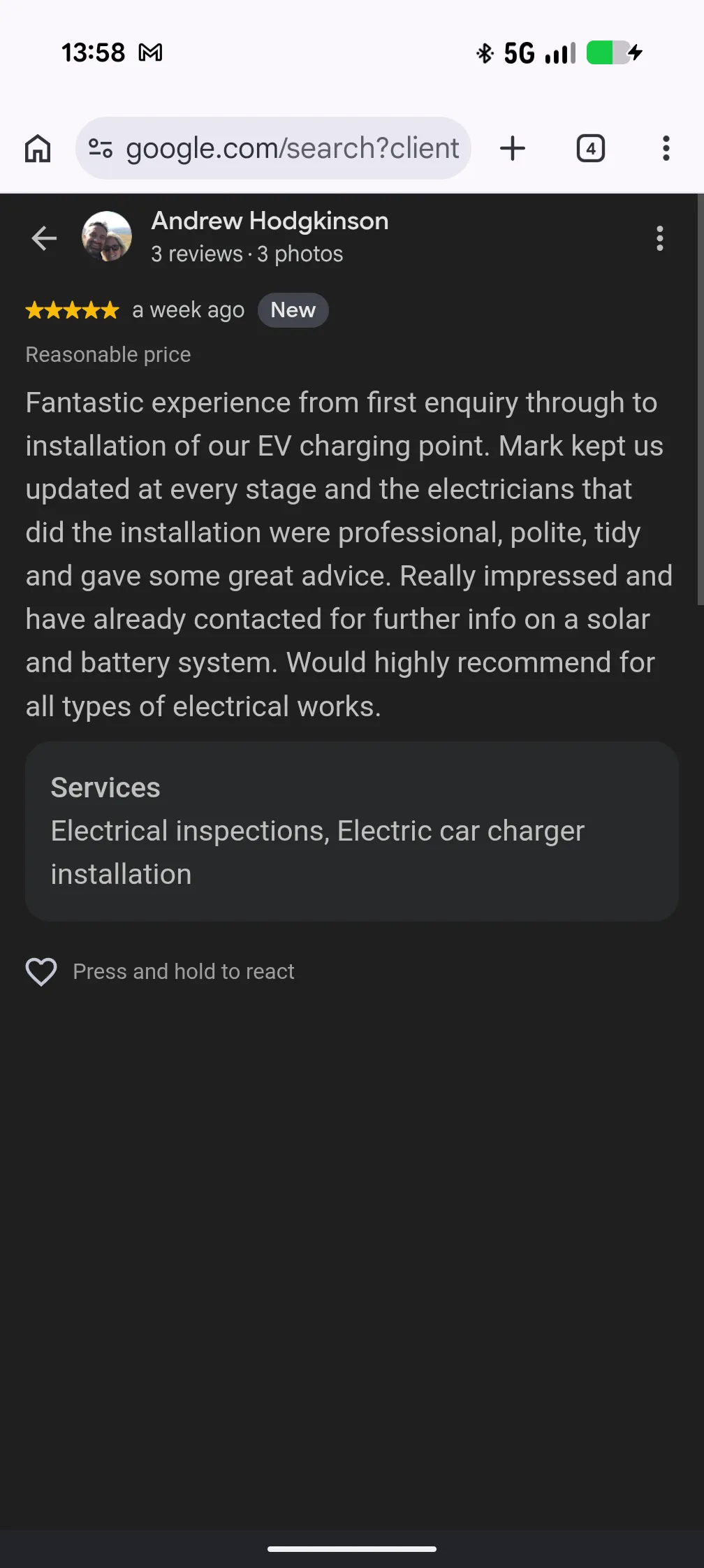 Genuine Thomson EV charger review and installation evidence image