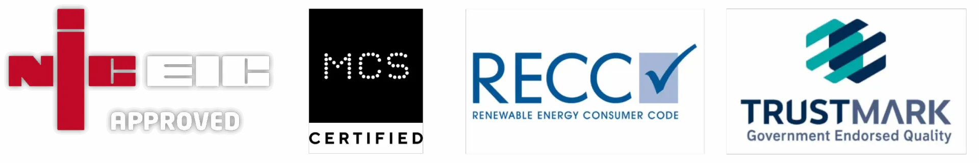 NICEIC, MCS, RECC and TrustMark accreditations